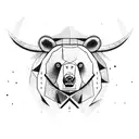 bear and bull fighting tattoo design idea
