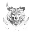 bear and bull fighting tattoo design idea