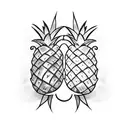 Minimalistic finelinestyle Pineapple tattoo without shading , white Background tattoo design idea
