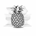 Minimalistic finelinestyle Pineapple tattoo without shading , white Background tattoo design idea