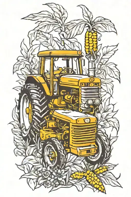 tractor w corn growing  tattoo design idea