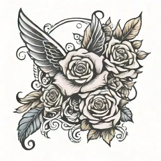 ruban cancer ange rose intertwined tattoo design idea