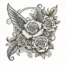ruban cancer ange rose intertwined tattoo design idea