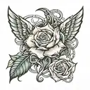 ruban cancer ange rose intertwined tattoo design idea