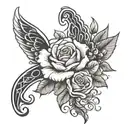 ruban cancer ange rose intertwined tattoo design idea