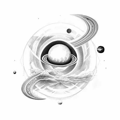saturn, quasar, galaxy tattoo design idea