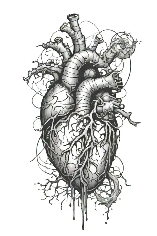 man with broken heart intertwined dark tattoo design idea