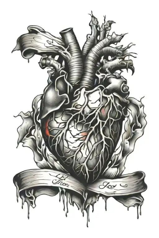 broken heart intertwined tattoo design idea