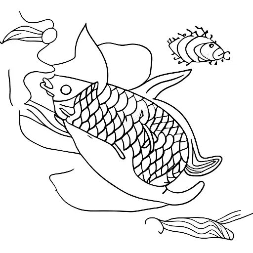 pisces fish water lily  tattoo design idea