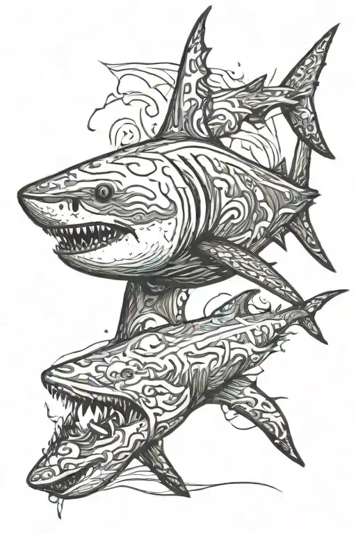  great white shark swimming tattoo design idea