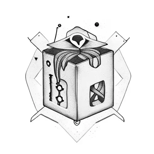 simple mistery box with the phrase Amore Fati tattoo design idea