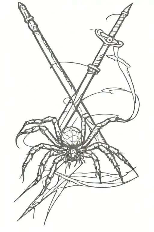 Spider crawling up a sword tattoo design idea
