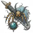 Spider crawling up a sword tattoo design idea