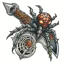 Spider crawling up a sword tattoo design idea