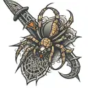 Spider crawling up a sword tattoo design idea