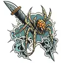 Spider crawling up a sword tattoo design idea