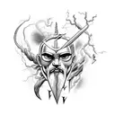 Zeus with lightning bolts and Greek mythology accessories tattoo design idea