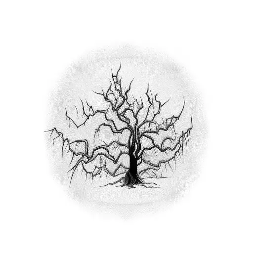 dead scary willow tree  tattoo design idea