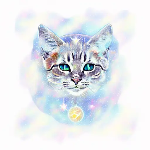 A majestic Shiny Mew soaring through a starry night sky tattoo design idea