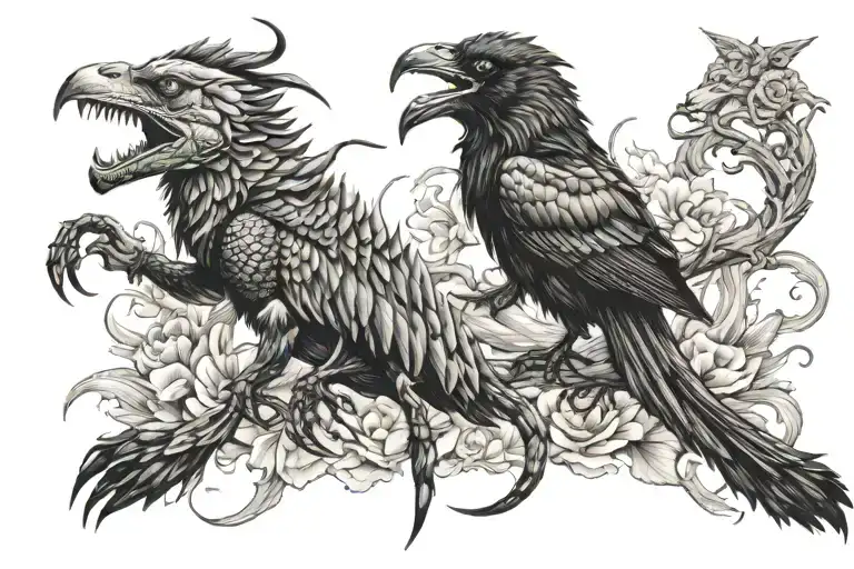 Scorpion, crow and wolf tattoo design idea