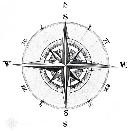 minimalist tattoo of a compass rose tattoo design idea