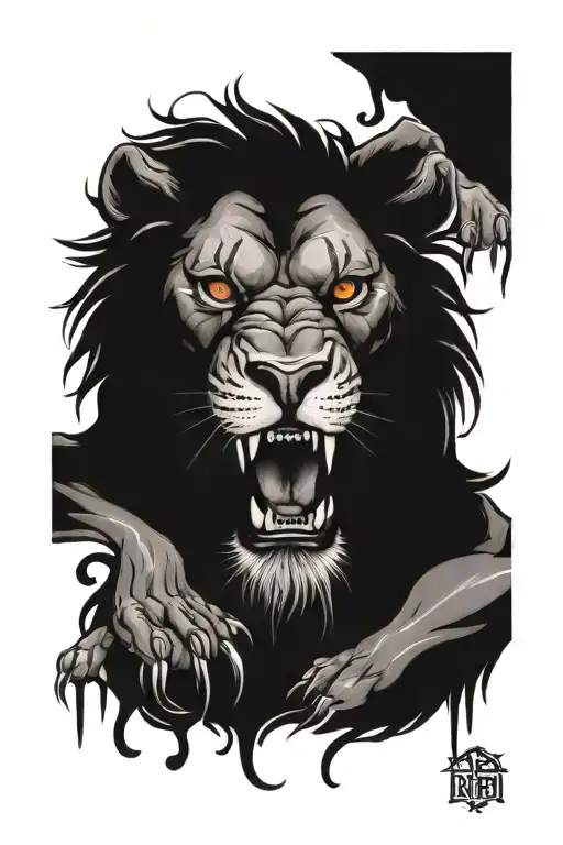 Samson rips lions mouth tattoo design idea
