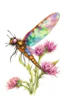 scottish thistle and dragonfly hovering 10 feet tattoo design idea
