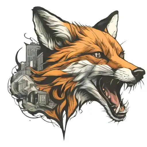 Street fox tattoo design idea