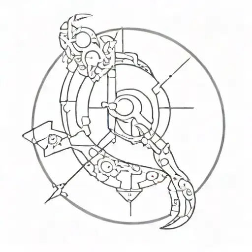 Incorporate iconic symbols from Nier Automata and video games into a cohesive and abstract tattoo design tattoo design idea
