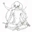 Combine elements from Nier Automata and Sosuke Aizen's character traits to create a unique and symbolic tattoo design tattoo design idea