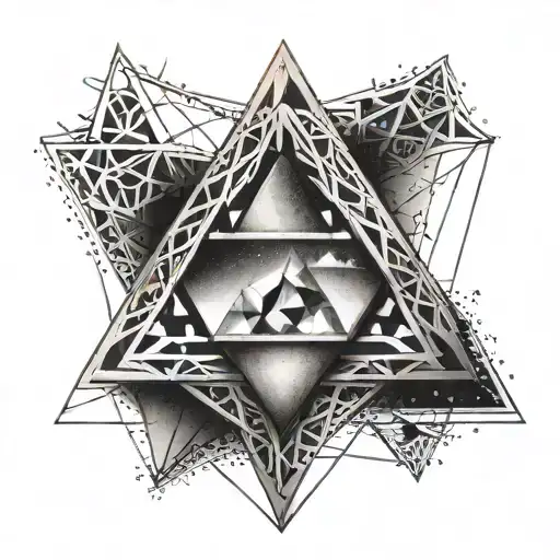 icosahedron with the triforce fine lines tattoo design idea