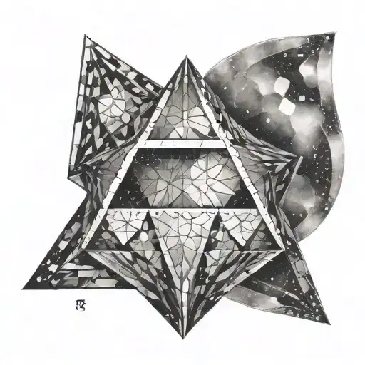 icosahedron with three of the triangles represented as the triforce tattoo design idea