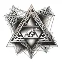 icosahedron with the triforce fine lines tattoo design idea