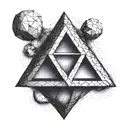 icosahedron with the triforce fine lines tattoo design idea