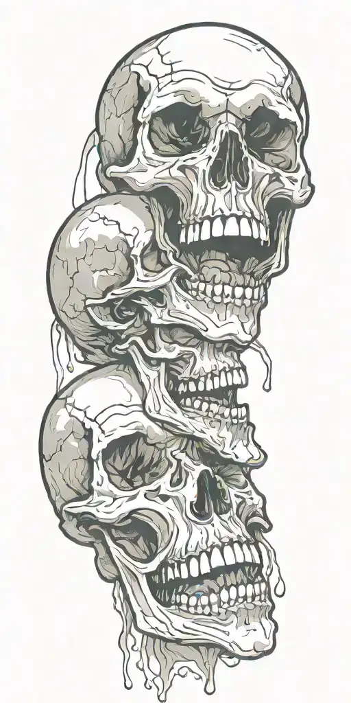 skulls melting into a childs mouth open tattoo design idea