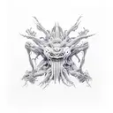 Create a minimalistic, abstract representation of a monstrous creature with multiple arms playing various musical instruments. Use minimal lines and shapes to depict the arms and instruments in a dynamic and energetic composition. tattoo design idea