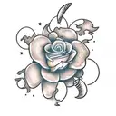 A surgical tech performing a moon surgery on a flower-filled operating table tattoo design idea