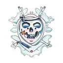 A surgical tech performing a moon surgery on a flower-filled operating table tattoo design idea