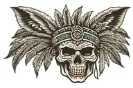 mayan skull with jaguar headdress   tattoo design idea