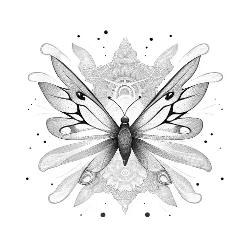 Symbolic representation of the butterfly effect, can include a sun tattoo design idea
