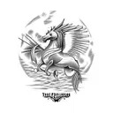 fish and Pegasus with the names David and Canyon incorporated along with 4/4/2017 and 7/17/17 dates tattoo design idea