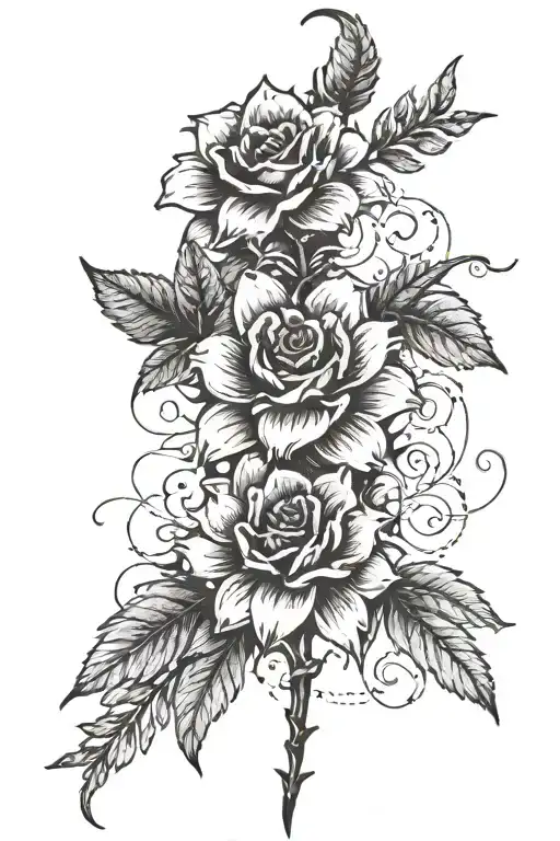 flower spine tattoo with writing going down  tattoo design idea