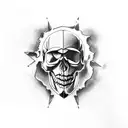 Construction crane with a skull operator tattoo design idea