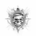 Construction crane with a skull operator tattoo design idea