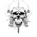Construction crane with a skull operator tattoo design idea