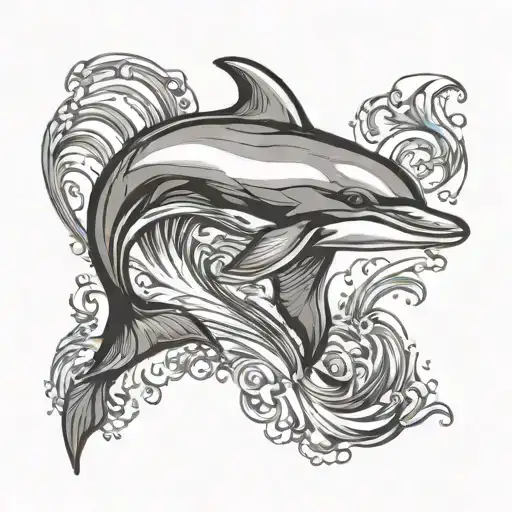 Dolphin jumping tattoo design idea