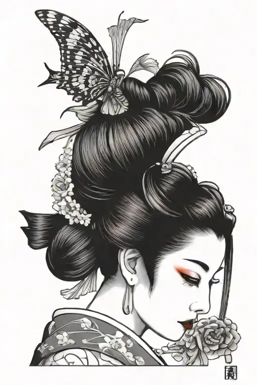 Geisha only masks tattoo design idea