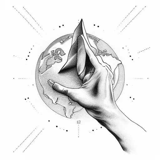 An angel is handling earth in his hand tattoo design idea
