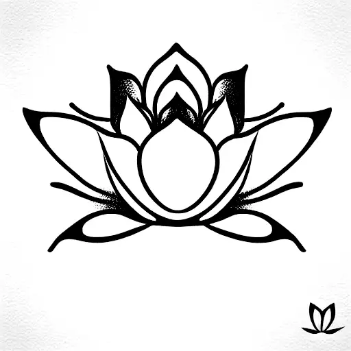 lotus flower with asymmetric petals tattoo design idea