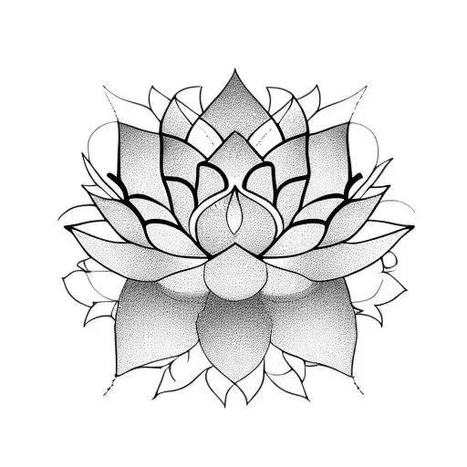 lotus flower with asymmetric and imperfect petals tattoo design idea